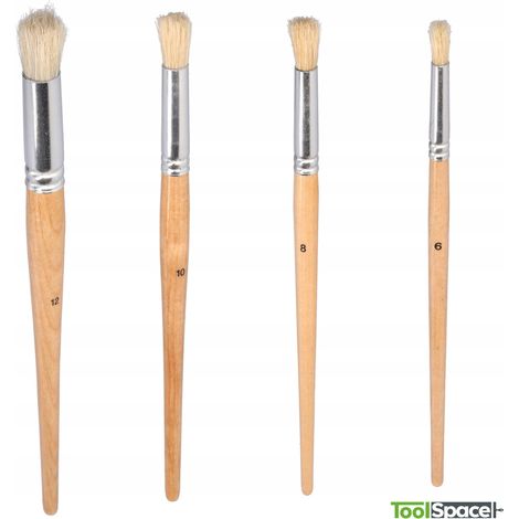 Juego de pinceles redondos con cerdas naturales para mayor precisi贸n en los detalles: 6-8-10-12 mm. (1/5)
