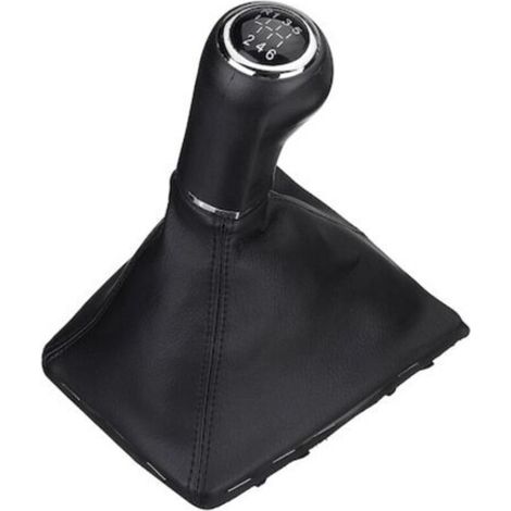 Dado del cambio con bussola, in similpelle, con cornice, compatibile con Opel Astra H, 6 marce, ABS/pelle, nero - Crezuo (1/4)