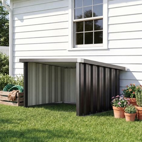 Abri Robot Tondeuse Garage pour Robot Tondeuse avec Toit incliné en acier galvanisé, 108 x 86 x 62,5 cm, gris foncé (1/5)