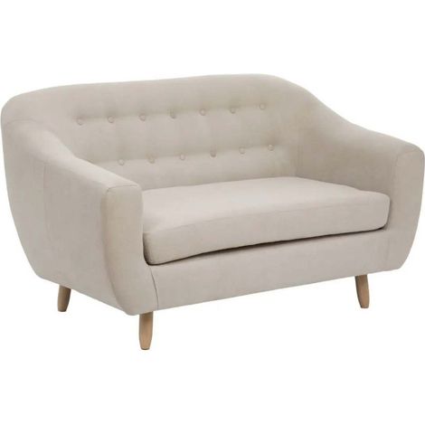 Canapé 2 Places Design "Rétro" 150cm Beige Lin (1/3)