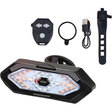 Clignotants de vélo avec télécommande, feu arrière de vélo LED rechargeable USB, lampe de vélo sans fil, feu de signalisation arrière de vélo (1/5)