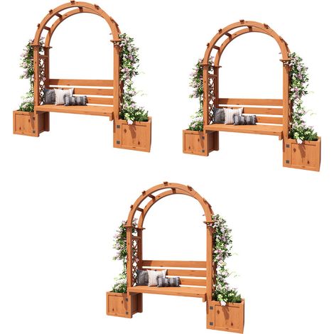 3er-Set pflanzkübel, Pflanzgefäß mit Spalier als Rankhilfe, Blumenkübel mit viel Platz, Blumenkasten Pflanzenkasten,, Pflanzkübel mit Spalier und Sitz für GartenHof Terrasse