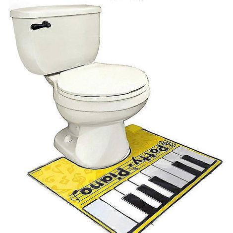 Tapis de salle de bain musical avec piano intégré, idéal pour s'amuser dans la salle de bain. Tapis de sol pour toilettes avec clavier musical. (1/3)