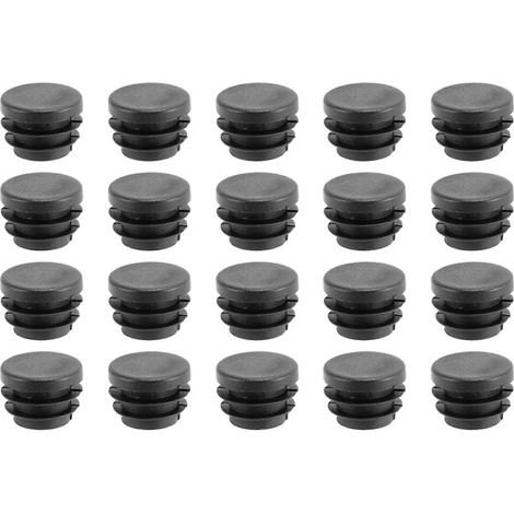Embouts de tubes ronds de 19 mm de diamètre, 20 pièces par paquet, noirs. (1/5)