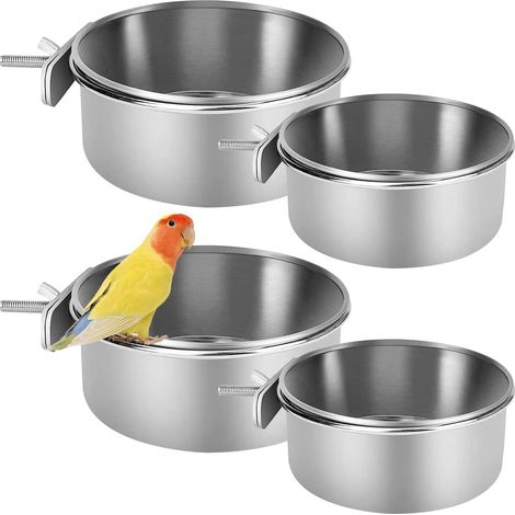 Ensemble de 4 mangeoires à oiseaux avec bol suspendu en acier inoxydable et détails en cuivre.-AquaForge (1/5)