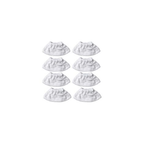 Set da 8 pezzi: pulitore a vapore in microfibra per ugello manuale, set di panni in spugna, copertura in spugna di cotone, compatibile con la maggior parte dei pulitori a vapore (bianco)