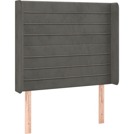 Testiera accessorio letto mobile camera da letto con bordo laterale 103 x 16 x 118/128 cm tessuto velluto grigio scuro TDL0205066