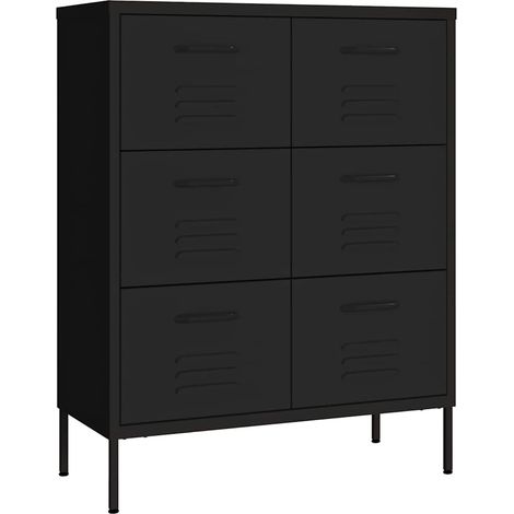 Maison Exclusive - Cassettiera Nera 80x35x101,5 cm in Acciaio (1/5)
