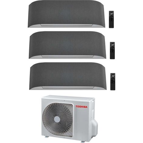 Klimagerät Toshiba Trial Split Inverter Inverter HAORI Serie 10000+10000+16000 (9000+9000+15000) mit RAS-3M18U2AVG-E Wi-Fi Integrated Hellgrau/Dunkelgrau 10+10+16 (9+9+15) - NEU Dunkelgrau Dunkelgrau,