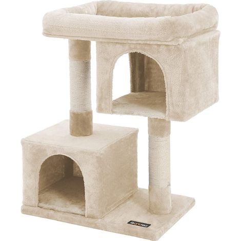 Tiragraffi per gatti con palo in sisal 2 lussuosi nascondigli casetta gioco mobile per gattini gatti e felini colore beige 120000156
