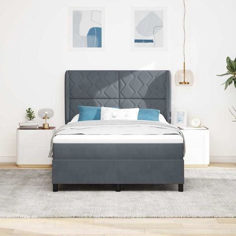 Cama tipo Box Spring Manual Gris oscuro 200 x 160 cm Terciopelo (1/5)