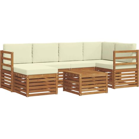 vidaXL Ensemble de canapés d'extérieur 7 pc Naturel et Crème Polyester