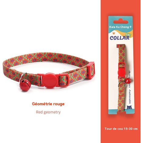 Collier pour chat avec clochette - Sécurité anti-étranglement - Couleurs tendance - Convient aux chats ayant un tour de cou de 15 à 30 cm
