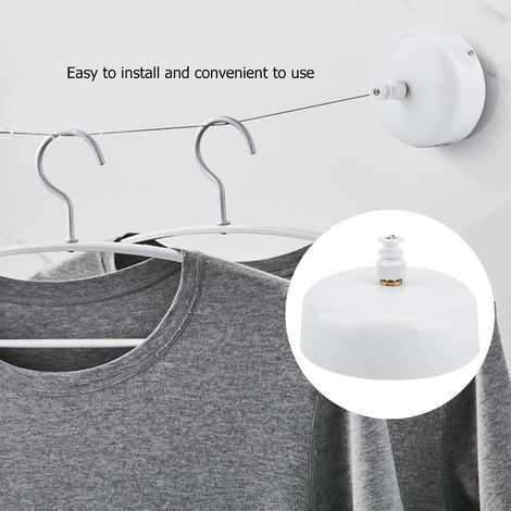 Étendoir à linge mural rétractable en acier inoxydable pour l'intérieur et l'extérieur (gris) (1/5)