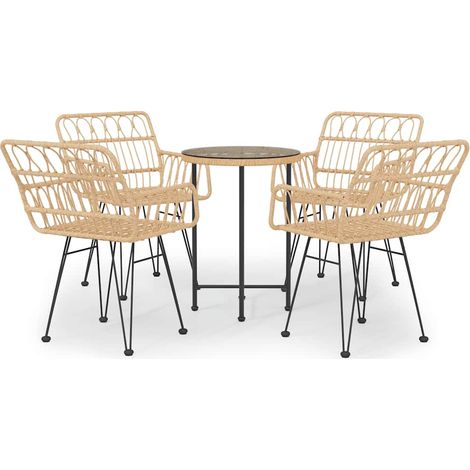 Maison Exclusive - 5-tlg. Garten-Essgruppe Poly Rattan (1/5)