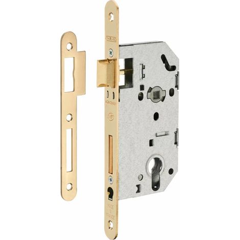 Serrure à larder NF type Monomax axe à 50 mm clé I têtière laitonnée avec gâche - FTH THIRARD