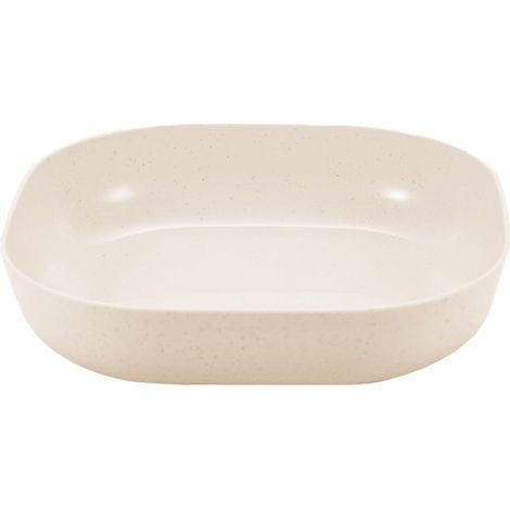 4 Plateaux carrés, Assiette plastique profond, Vaisselle camping, Pâtes fruits enfants adultes, Beige (1/5)