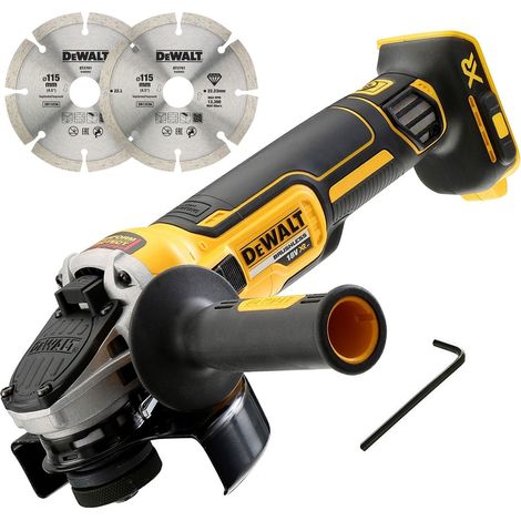 Dewalt DCG405N 18v XR Brushless Cordless 125mm Angle Grinder + 2 Diamond Blades (1/4)