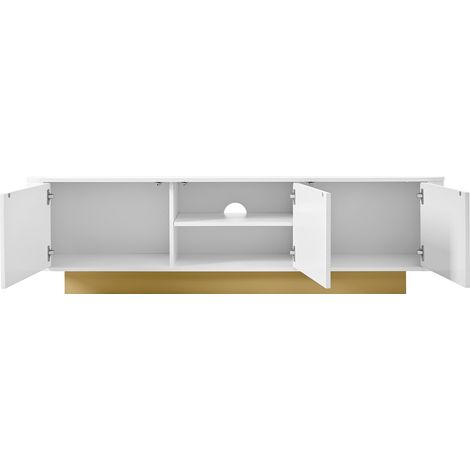 Mobile TV basso 170 cm con 3 ante e gestione cavi in MDF e PB bianco MODENUIT (1/5)