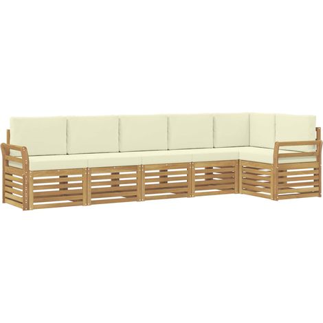 Ensemble de canapés d'extérieur 6 pc Blanc et crème Polyester vidaXL