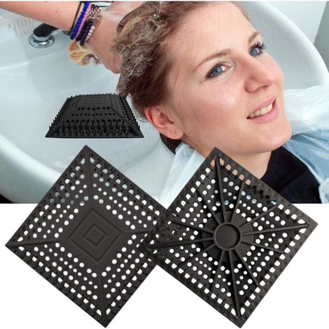 Set mit 2 quadratischen Haarfängern für Duschabflüsse, hochwertiger Silikonschutz und Abdeckung für Standard-Duschabflüsse (Schwarz und Schwarz) (1/5)