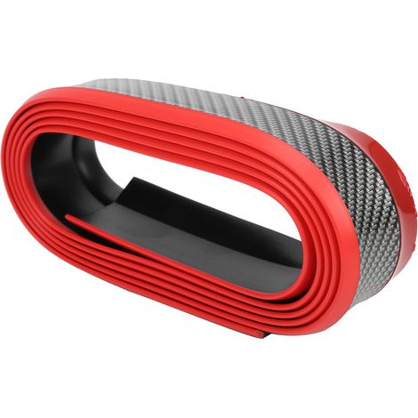 Bande de protection pare-chocs avant en caoutchouc, lame latérale anti-collision, lèvre spoiler adhésive 2,5 m/8,2 pi, fibre de carbone avec liseré rouge (1/5)