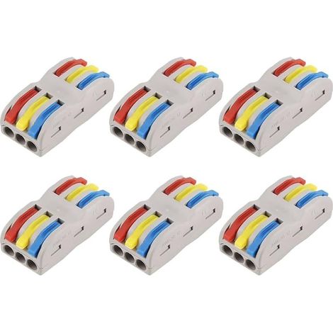 6 Pieces SPL-3 Electrical Connector, Compact Spring Connecting Terminals, 3 Inputs and 3 Outputs, Nylon PA66 Fire Retardant Connectors for Electrical Applications (1/5)