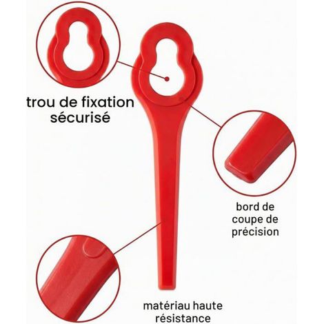 Lames De Rechange - Coupe-Bordure Sans Fil - 40 Pièces - Plastique Rouge - Pour Entretien Jardin (1/5)