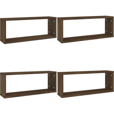 vidaXL Mensole Cubo Muro 4pz Rovere Marrone 60x15x23 cm in Multistrato