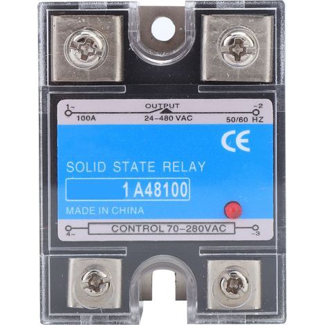 Relais à semi-conducteurs monophasé 100A, entrée 70-280VAC, sortie 24-480VAC, pour équipements CNC et machines industrielles (BERM-1 A48100) (1/5)