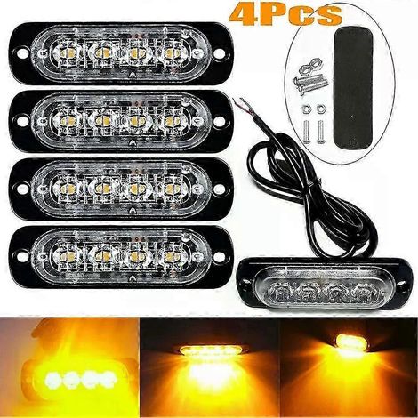 4 feux de signalisation à 6 LED pour camion, calandre de voiture, gyrophare, feu de détresse latéral pour remorque (1/4)