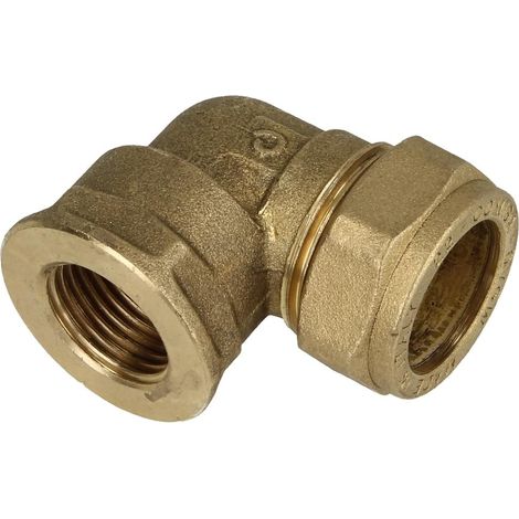 Raccord bicône en laiton, coude / FF pour tuyaux 18 mm Diam x 1/2''