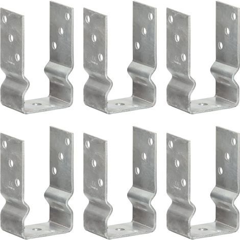 Supports de poteaux, lot de 6, argentés, 8×6×15 cm, acier galvanisé (1/5)