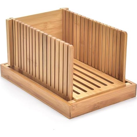 Bamboo bread slicer for homemade bread, toast cutting board, bread maker with adjustable thickness for box cakes B (1/5)