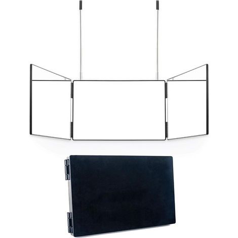 Miroir 3 faces pliable Miroir 360 degrÃ Coiffure Homme Noir Sans LED (1/5)