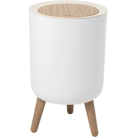 Poubelle 7l blanc/bois - Kitchen Move - bat-979699-002 (1/5)