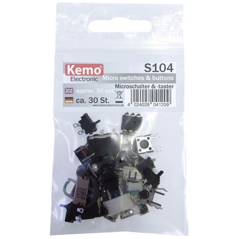 Kemo S104 Assortiment de microrupteurs S104 à rappel 30 parties D74656 (1/3)