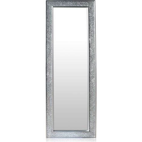 Glamour by Casa Chic - Mosaik Glitzereffekt Wandspiegel - Silber - Ganzkörper Standspiegel - 130 x 45 cm