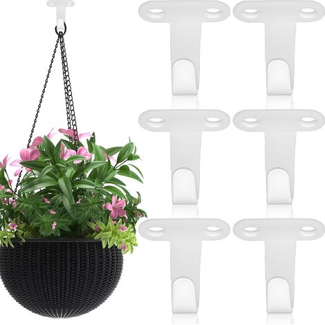 6 crochets plafond, fer, blanc, pour plantes, à visser, maison (1/5)