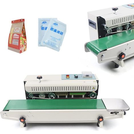 Scellant de Machine de cachetage de Bande de Sac en plastique, 500W 0-12 m/min FR900 Scellant Automatique Horizontal De Machine De cachetage de Sac En Plastique Scellant Continu Scelleurs de Sacs Comm