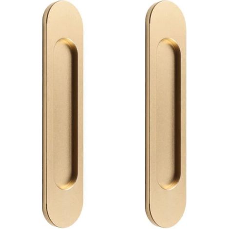 Poignée de porte coulissante auto-adhésive ovale pour porte coulissante 2 pièces en alliage d'aluminium doré mat affleurant poignée sans poinçon pour porte coulissante de grange Windows Ca
