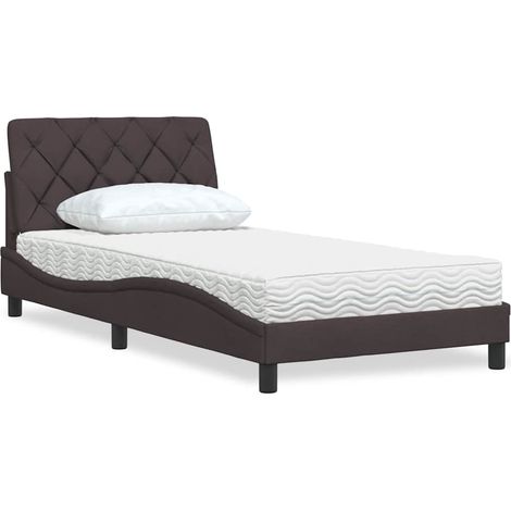 Lit avec matelas-Structure de lit-Lit Adulte marron foncé 100x200 cm tissu 345427 (1/5)