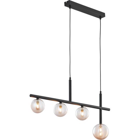 Lampada a sospensione nera, sfere ambra 4xG9 NEPTUN