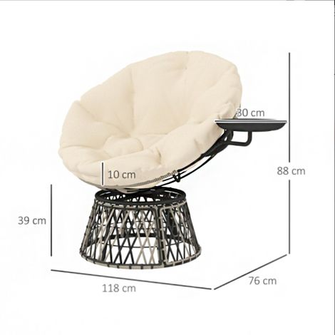 Fauteuil Papasan en rotin – Pivotant 360°, diamètre 90 cm, rond, pour extérieur, beige – Rotation totale et style exotique (1/5)