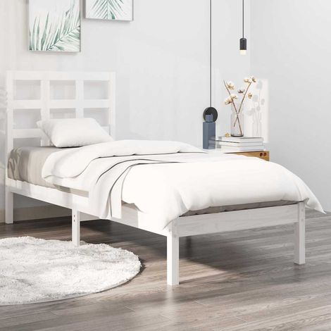 vidaXL Estructura de cama madera maciza individual blanco 75x190 cm (1/5)