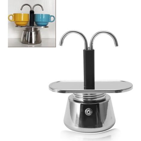 Moka-Kanne, 90 ml Mini-Moka-Kanne, Kaffeemaschine im italienischen Stil aus Edelstahl, köstlicher Espresso-Zubereiter zum Selbermachen, für die schnelle Kaffeezubereitung, ideal fürs Camping (1/4)