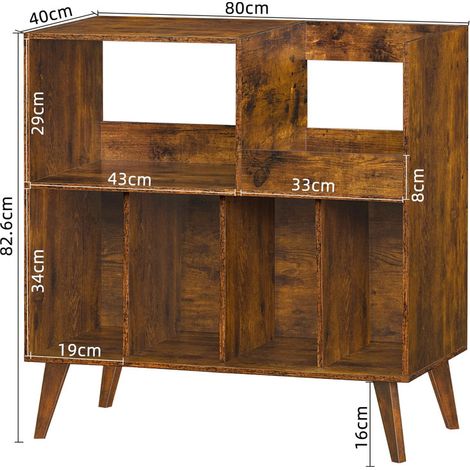 Large Record Stand with Storage and Shelf - Vinyl Holder with Display Surface for Up to 300 Albums - For Music Room & Living Room (1/5)