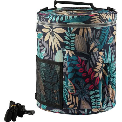 Sac de rangement pour laine type baril grande capacité, sac de tricot bleu portable