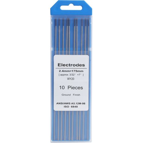 10 Tiges Électrodes Tungstène Yttrié Bleu 2,4mm pour Soudage Aluminium Fin, Baguettes Arc Soudure, Lot de 10 Pièces (1/5)