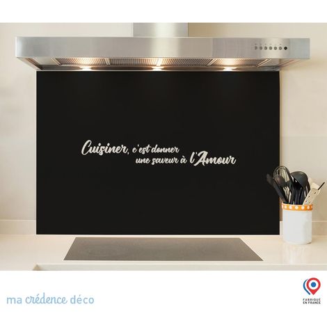 Fond de hotte : Cuisinier, c'est donner une saveur à l'amour 2 - Verre trempé - 90 cm - 60 cm (1/5)